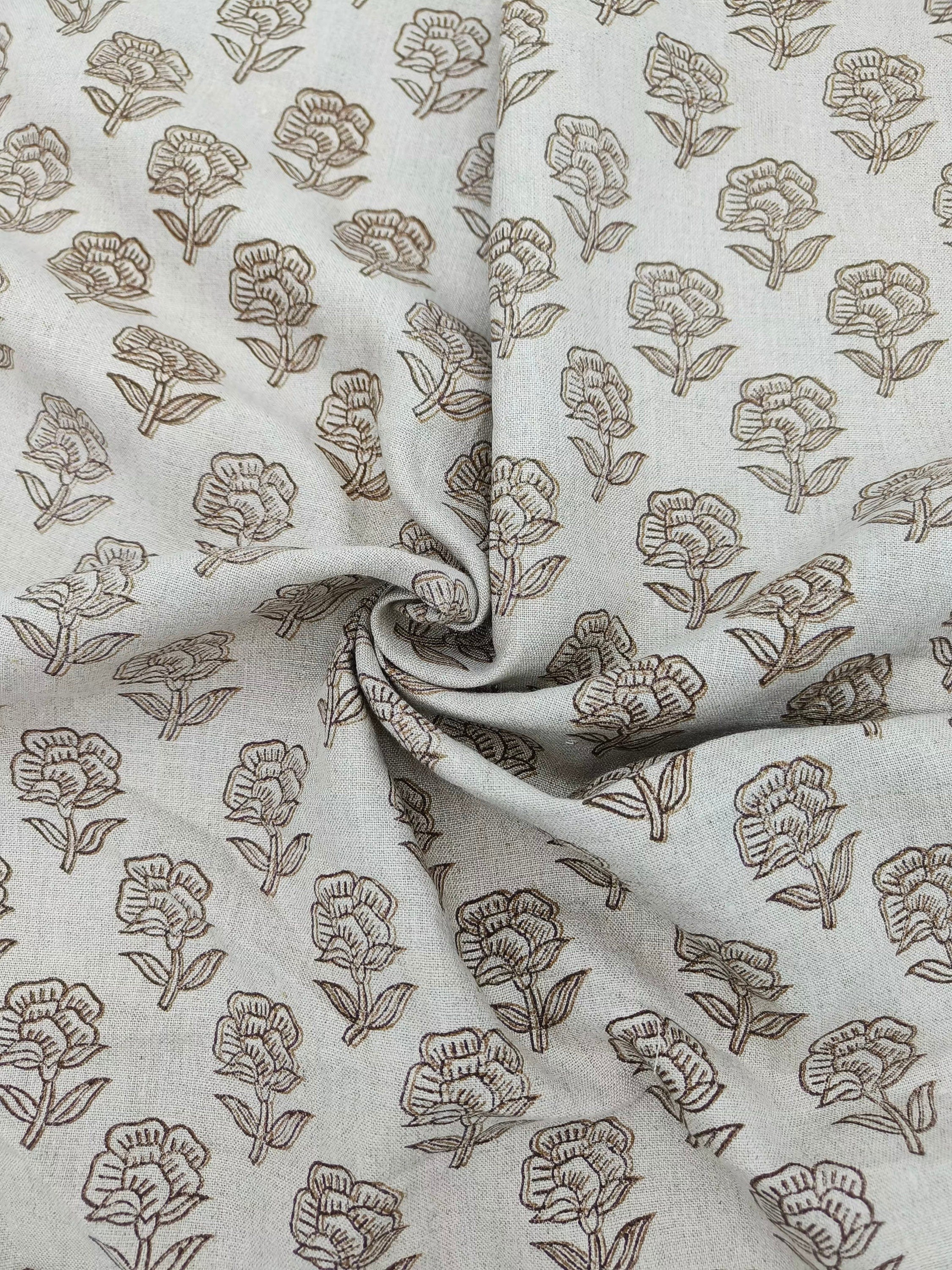 Indian fabric handloom linen pure linen home decor, upholstery fabric, cushion fabric, handprinted, running fabric " Rohini "