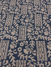 Pure Linen 58" wide, Hand Block Print, luxury Linen fabric, upholstery indian fabric, handloom cushion  - Mumtaj Blue