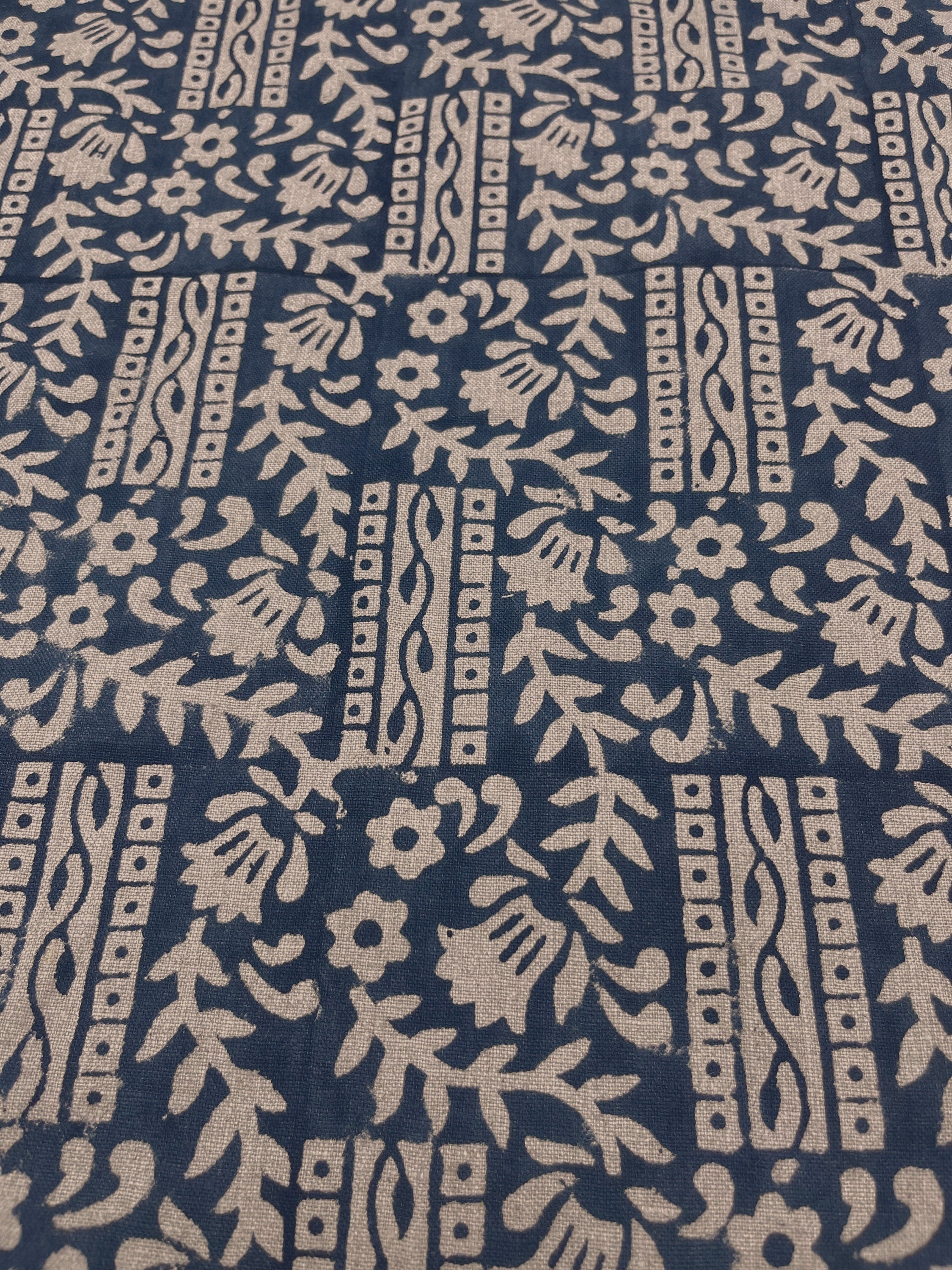 Pure Linen 58" wide, Hand Block Print, luxury Linen fabric, upholstery indian fabric, handloom cushion  - Mumtaj Blue
