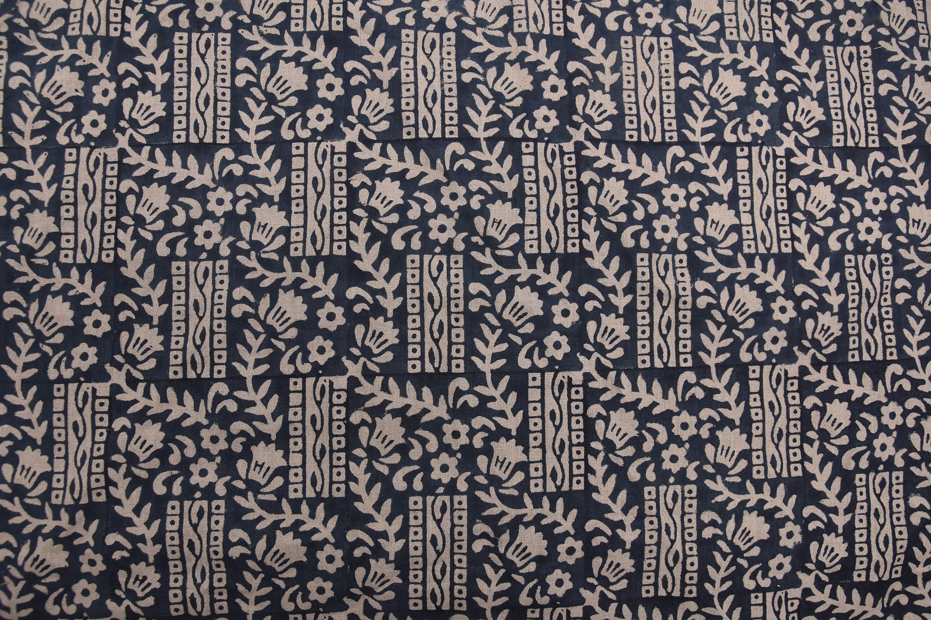 Pure Linen 58" wide, Hand Block Print, luxury Linen fabric, upholstery indian fabric, handloom cushion  - Mumtaj Blue