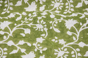 Block Print Pure Linen 58" Wide, Handloom Indian fabric , floral pillow print, upholstery, linen by yard - Firoza Green