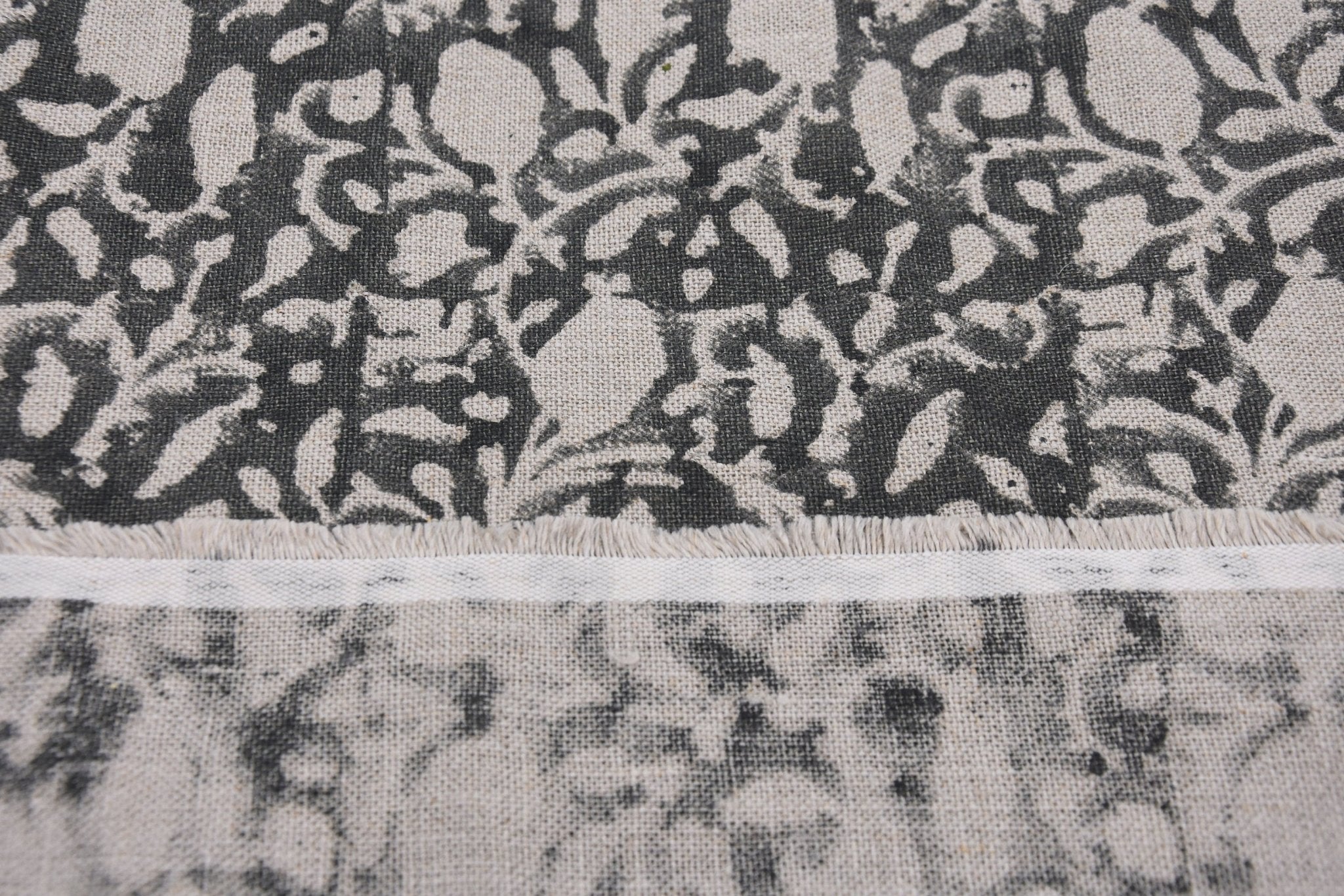 Hand Block Print, Thick Linen 58" Wide, floral fabric, Leaf Print, linen curtains, Home Decor, Indian Fabric - Aamar