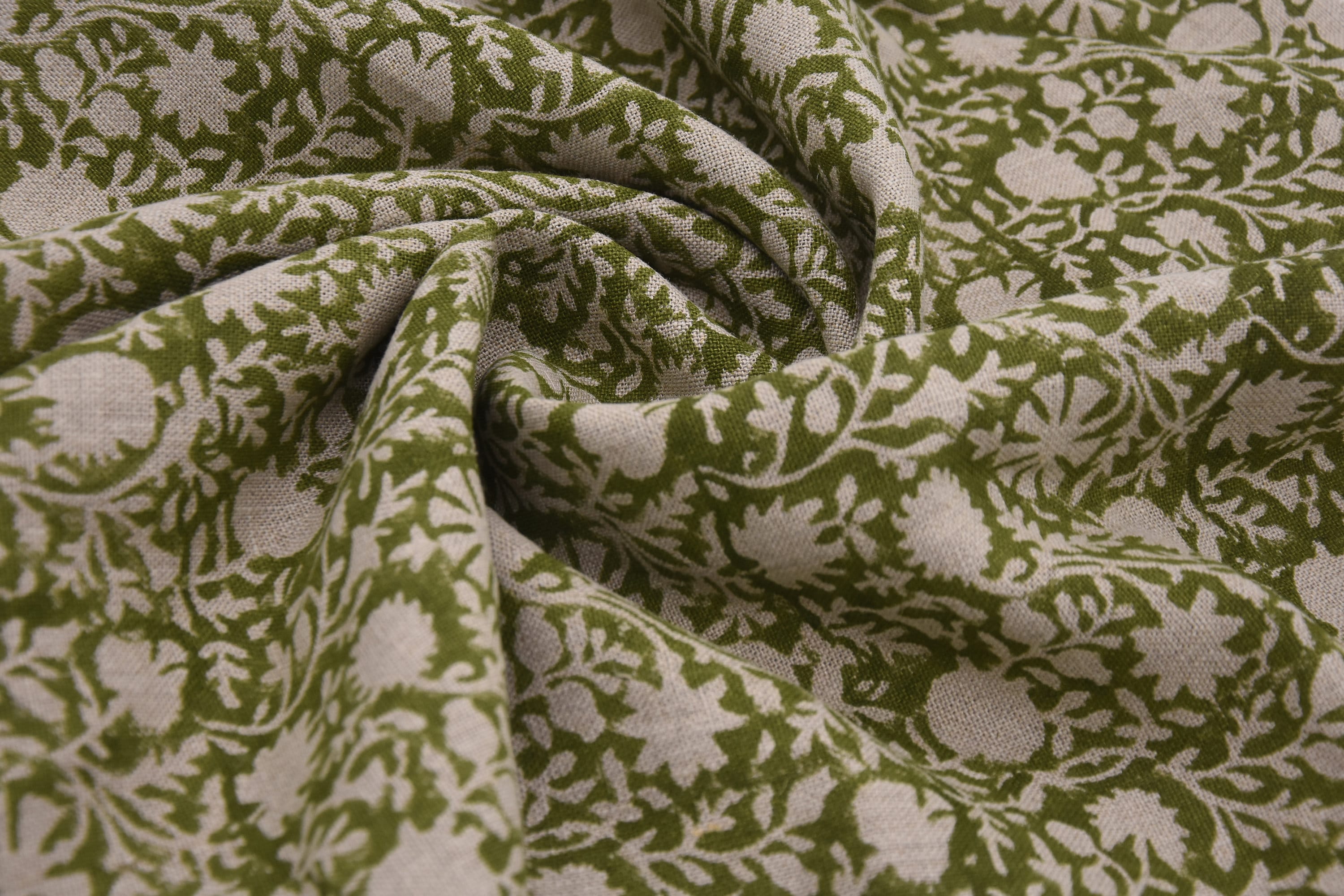 Thick Linen 58" Wide, hand block print, Indian Craft Fabric, Home Decor, Linen Napkins, Organic Linen - Chakri