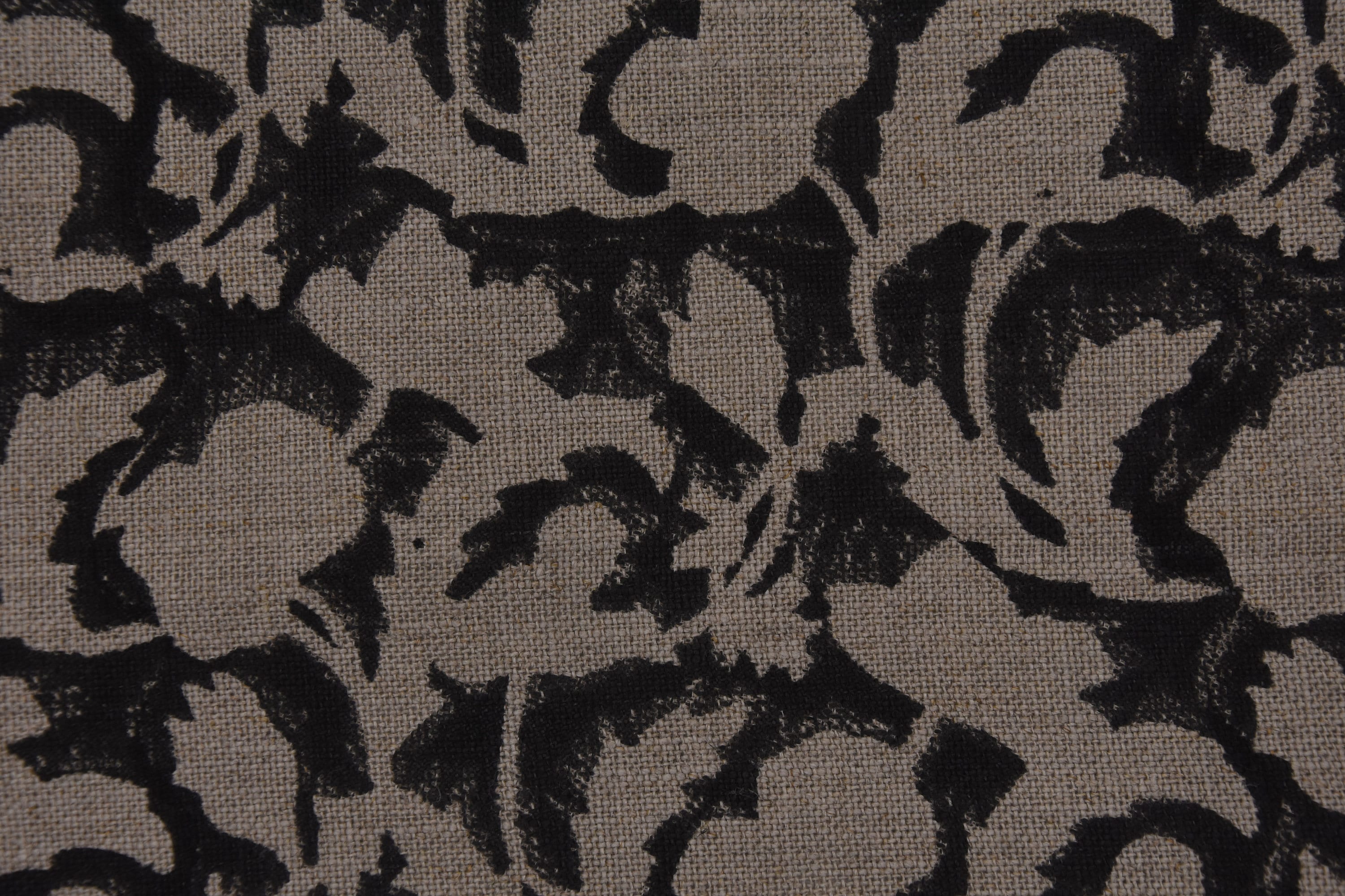 Thick Linen 58" Wide, hand block print, indian fabric, Linen Napkins, pillow cover, upholstery, boho fabric - Sulit Black
