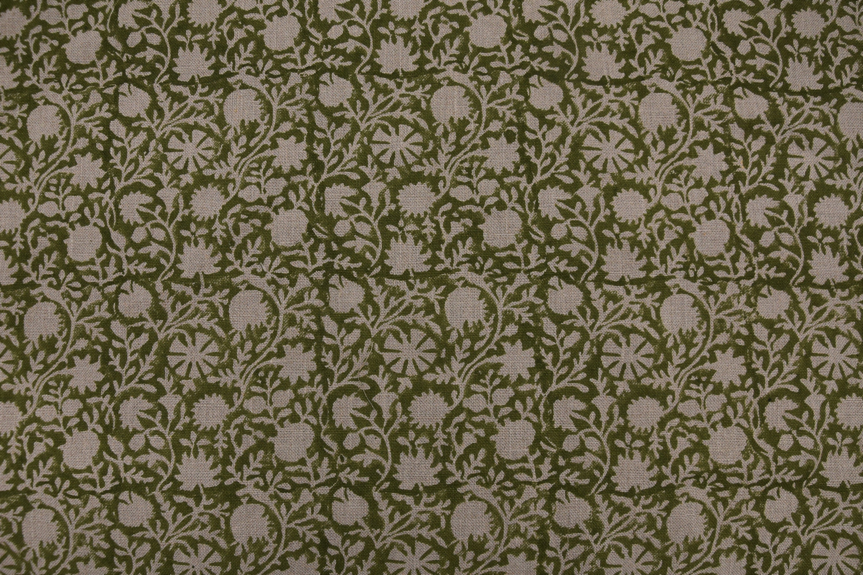 Thick Linen 58" Wide, hand block print, Indian Craft Fabric, Home Decor, Linen Napkins, Organic Linen - Chakri