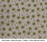 Pure Linen 58" Wide, Hand Block Print, Home Decor, floral Indian fabric, 100% Linen, fabric by yard  - Coconut