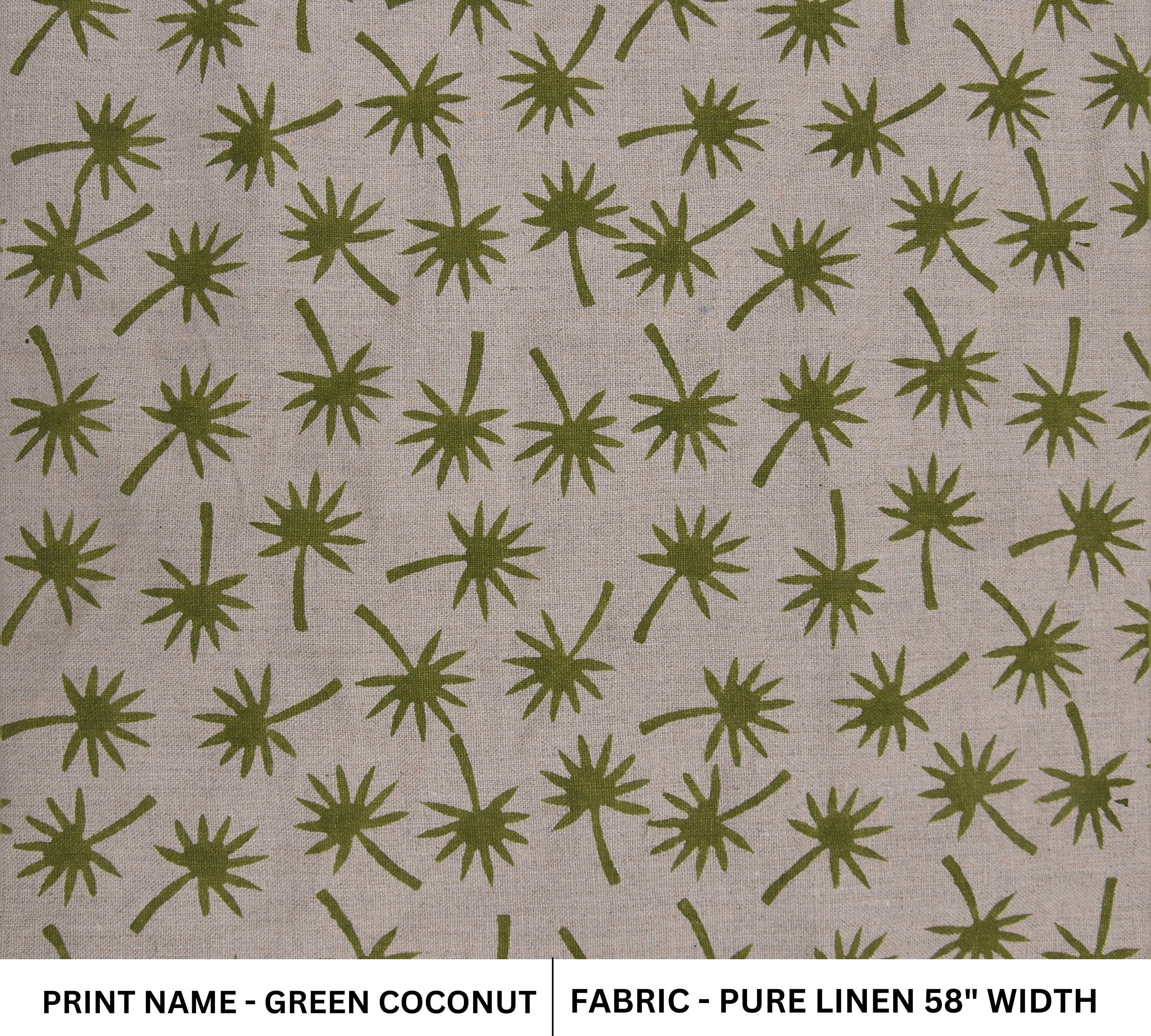 Pure Linen 58" Wide, Hand Block Print, Home Decor, floral Indian fabric, 100% Linen, fabric by yard  - Coconut