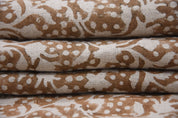 Thick Linen 58" Wide, Block Print, Indian printed fabric, home decor Linen by the yard, upholstery, Pillow cover - Firoza Brown