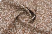 Thick Linen 58" Wide, Block Print, Indian printed fabric, home decor Linen by the yard, upholstery, Pillow cover - Firoza Brown