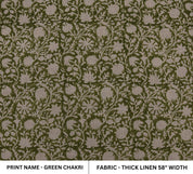 Thick Linen 58" Wide, hand block print, Indian Craft Fabric, Home Decor, Linen Napkins, Organic Linen - Chakri