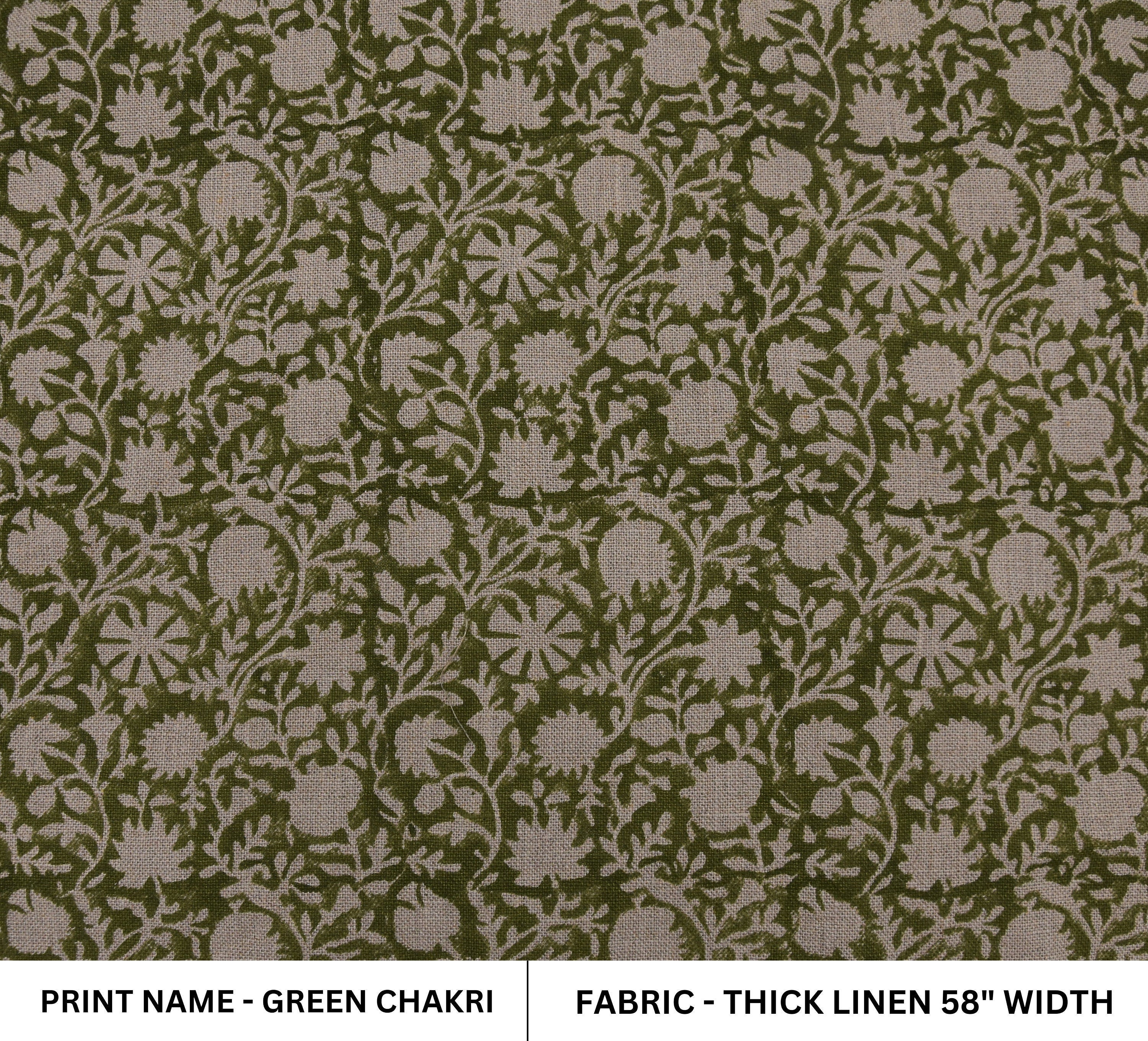 Thick Linen 58" Wide, hand block print, Indian Craft Fabric, Home Decor, Linen Napkins, Organic Linen - Chakri