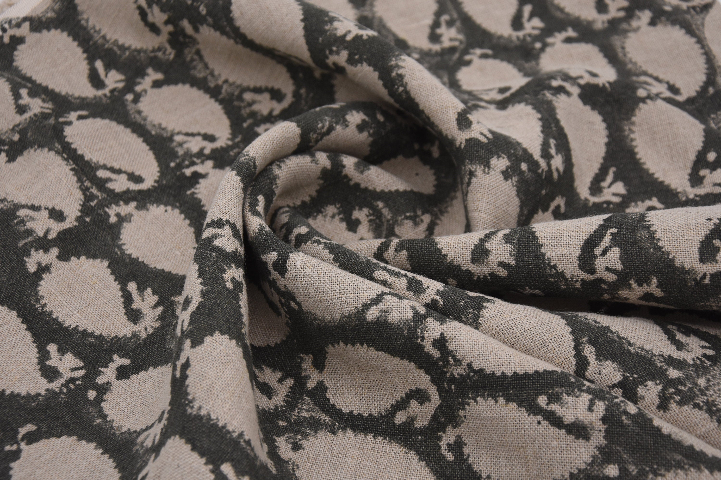 Block Print  Thick Linen 58" Wide, fabric by the yard, Indian print, handloom Pillow Curtains Linen By The Yard - Gotta