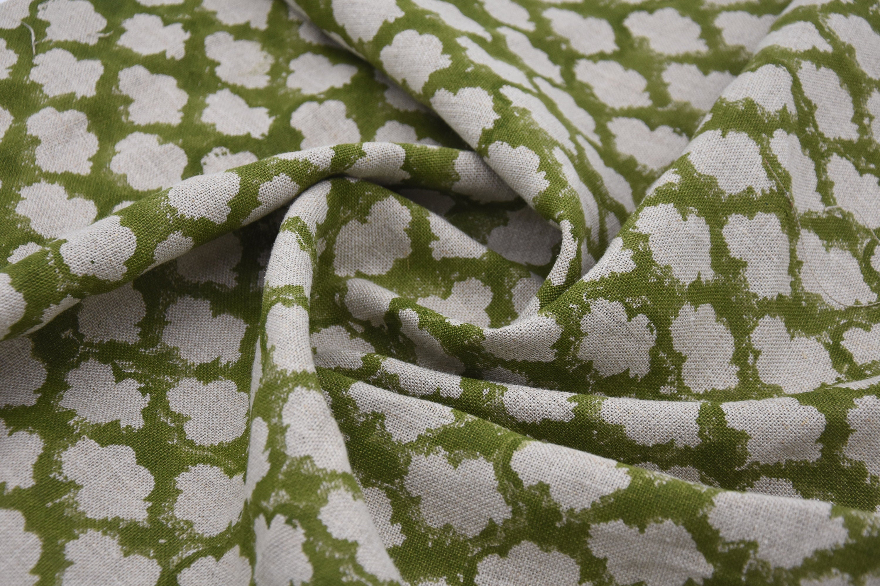 Block print Thick Linen 58" Wide, handloom indian fabric, Linen Napkins, pillow cover, upholstery, boho fabric -Sitamgar