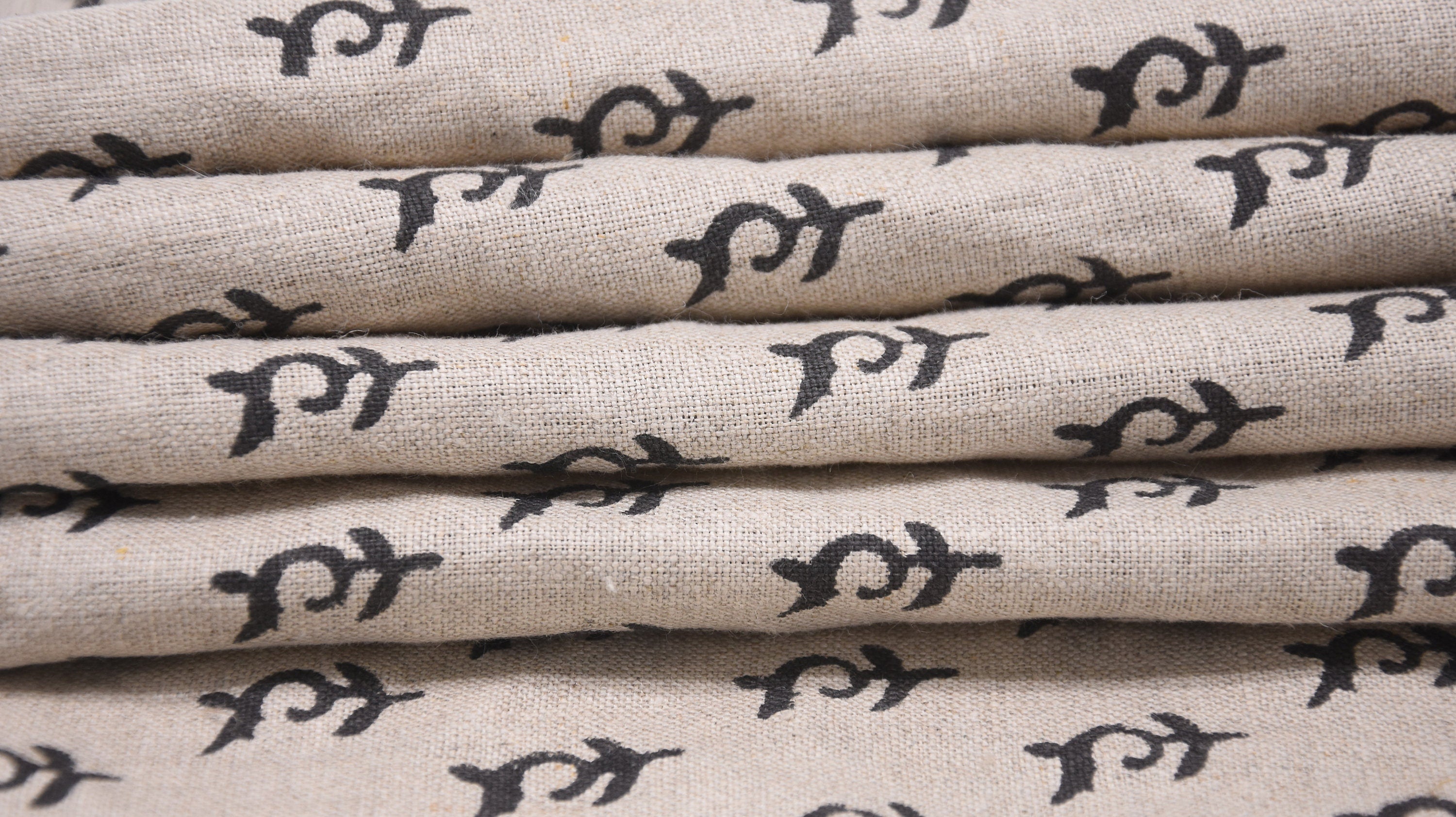 Pure Linen, Linen by yard, Hand Block Print, Indian Fabric, Chair Fabric, Fabric For Sewing, home décor, Linen - Trimab