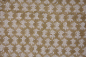 Thick Linen 58" Wide, Block Print fabric, by the yard, Indian print, handloom pillow curtains upholstery - Traz Mustard