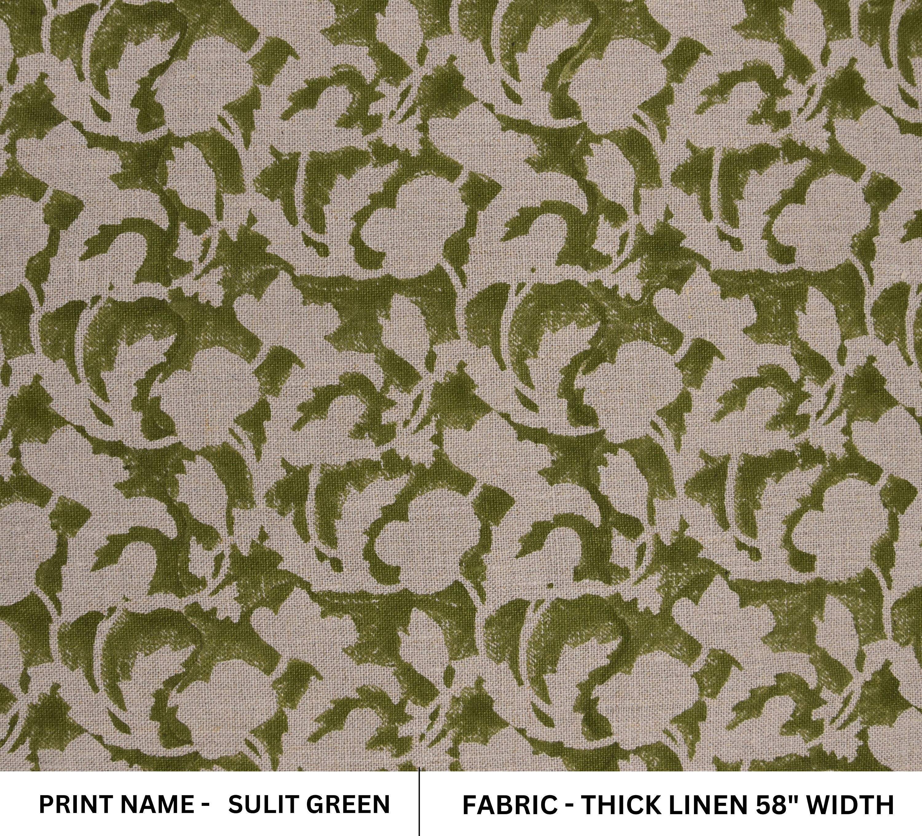 Thick Linen 58" Wide, hand block print, indian fabric, Linen Napkins, pillow cover, upholstery, boho fabric - Sulit Black