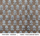 Hand Block Print Thick Linen Fabric TARANGINI