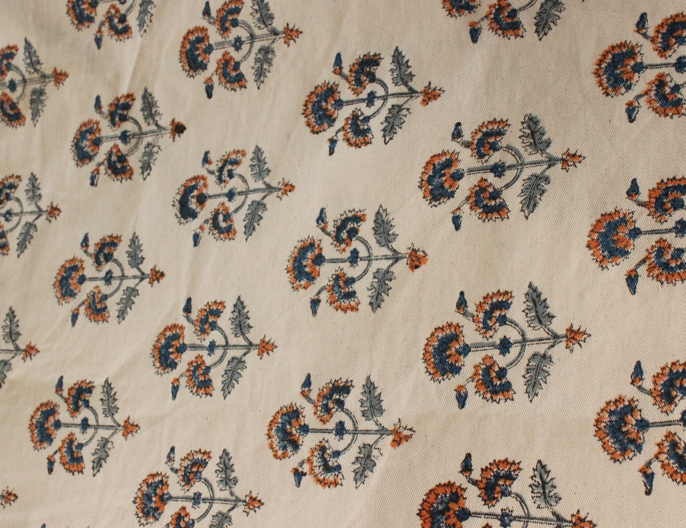 Thick Cotton 44" Wide, Block Print, Handmade, Indian Cushion Cover, Sofa and Table Cloth, Floral Printed - TRAFFIC LIGHT