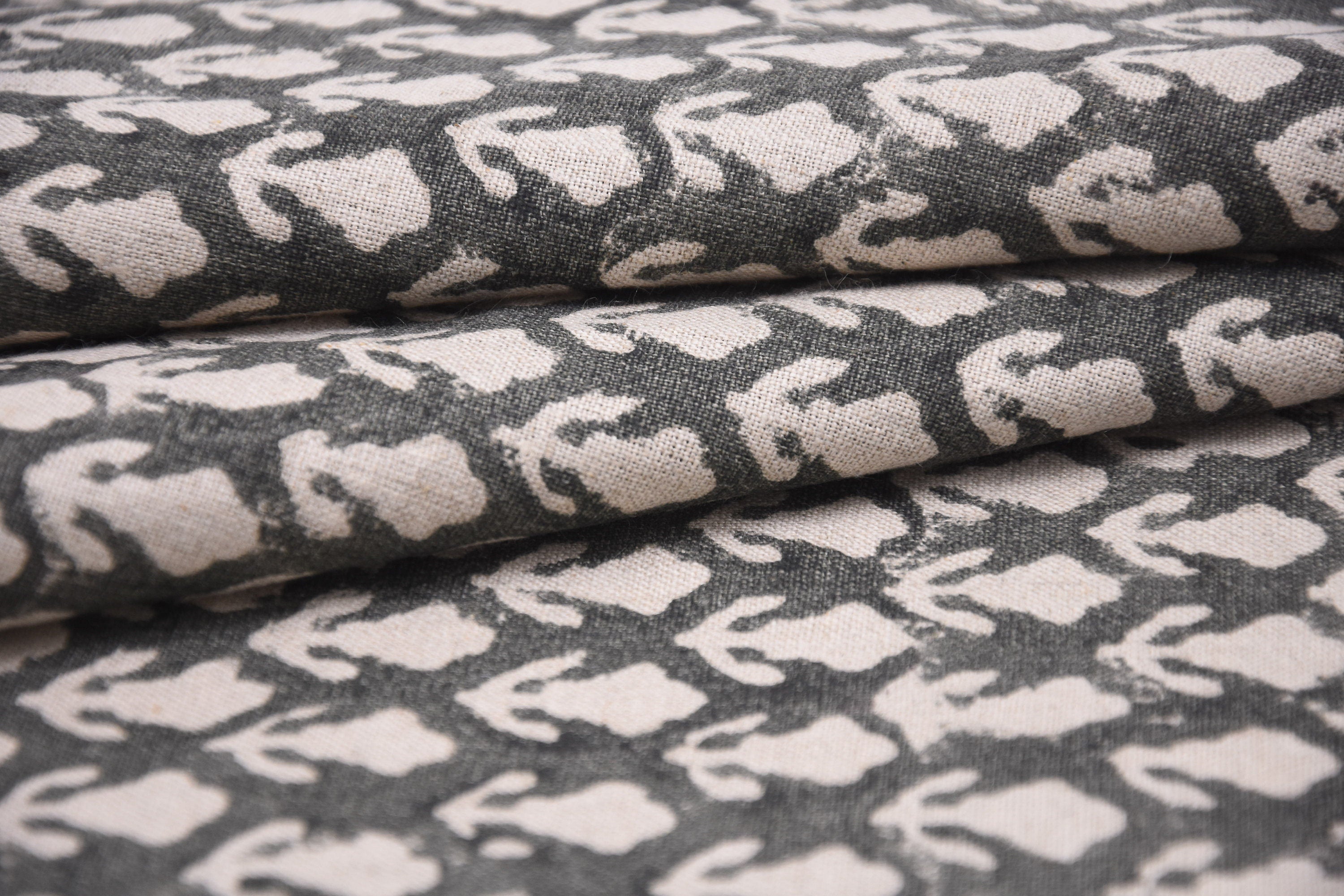 Pure Linen 58" Wide Hand Block Print, Indian Fabric, floral fabric, Linen by yard, upholstery, Pillow Covers - Kritagya