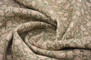 Thick Linen 58" Wide, Indian Fabric, Handmade, Pillow Cover, Sofa and Table Cloth, Pistachio Print, Block Print  - PISHTA