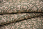 Thick Linen 58" Wide, Indian Fabric, Handmade, Pillow Cover, Sofa and Table Cloth, Pistachio Print, Block Print  - PISHTA