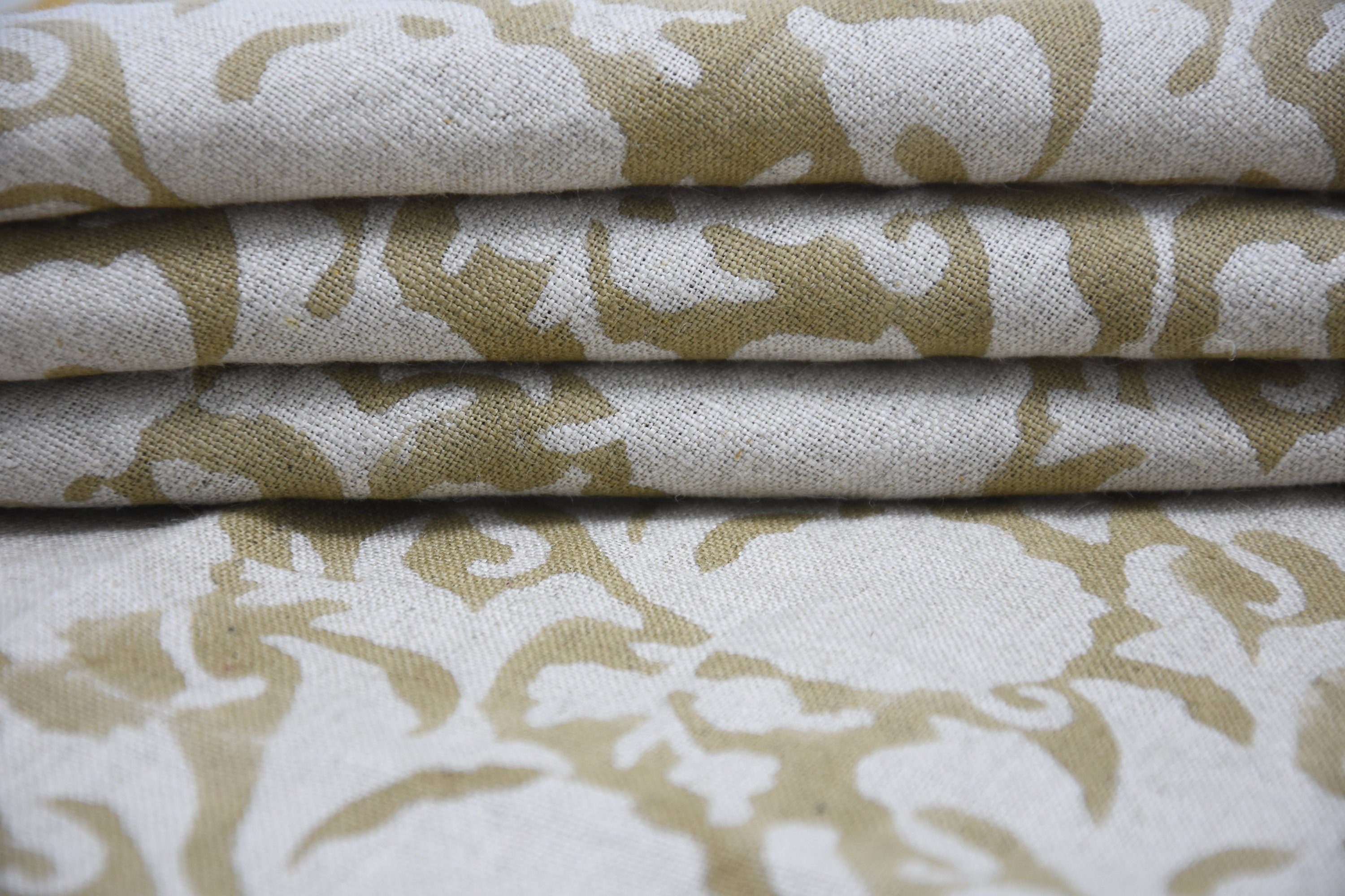 Pure Linen 58" Wide, block print fabric, upholstery, Modern fabric, Linen by yard, Home decor Handloom Linen - Zircon