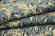 Thick Linen 58" Wide, Block Print Fabric, Floral Print, Indian Curtain Cover, Pillow Cover, Fabric By Yard - KAMAL DUTTA