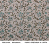 Handcrafted Throw Block Printed Spanish Gray Floral For Upholstery Cushions Fabric - ARADHANA