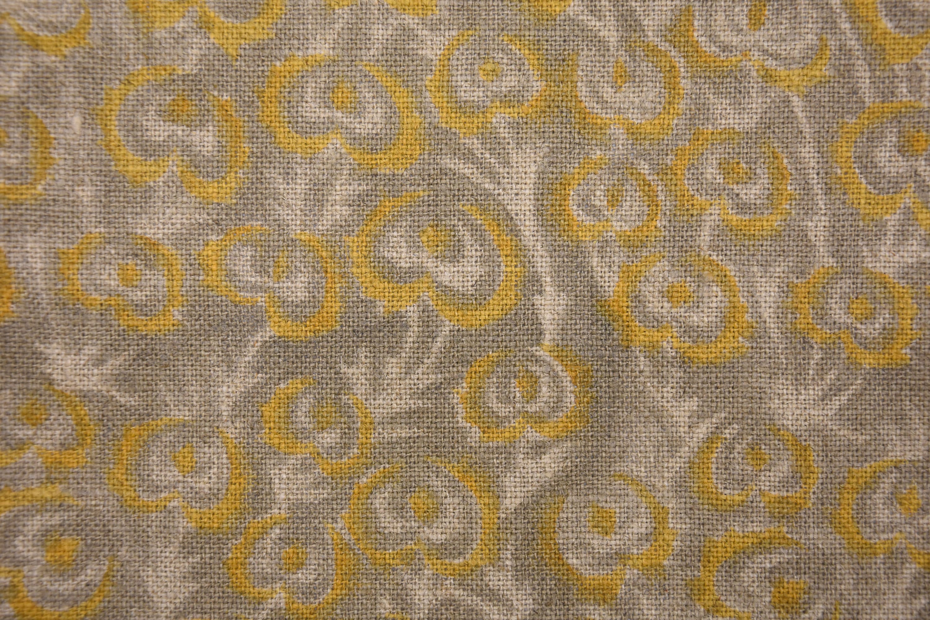 Hand Block Print, Thick Linen 58" Wide, Indian Cushion Cover, Pillow Cover, Sofa and Table Cloth, Heart Print - Heart Vine