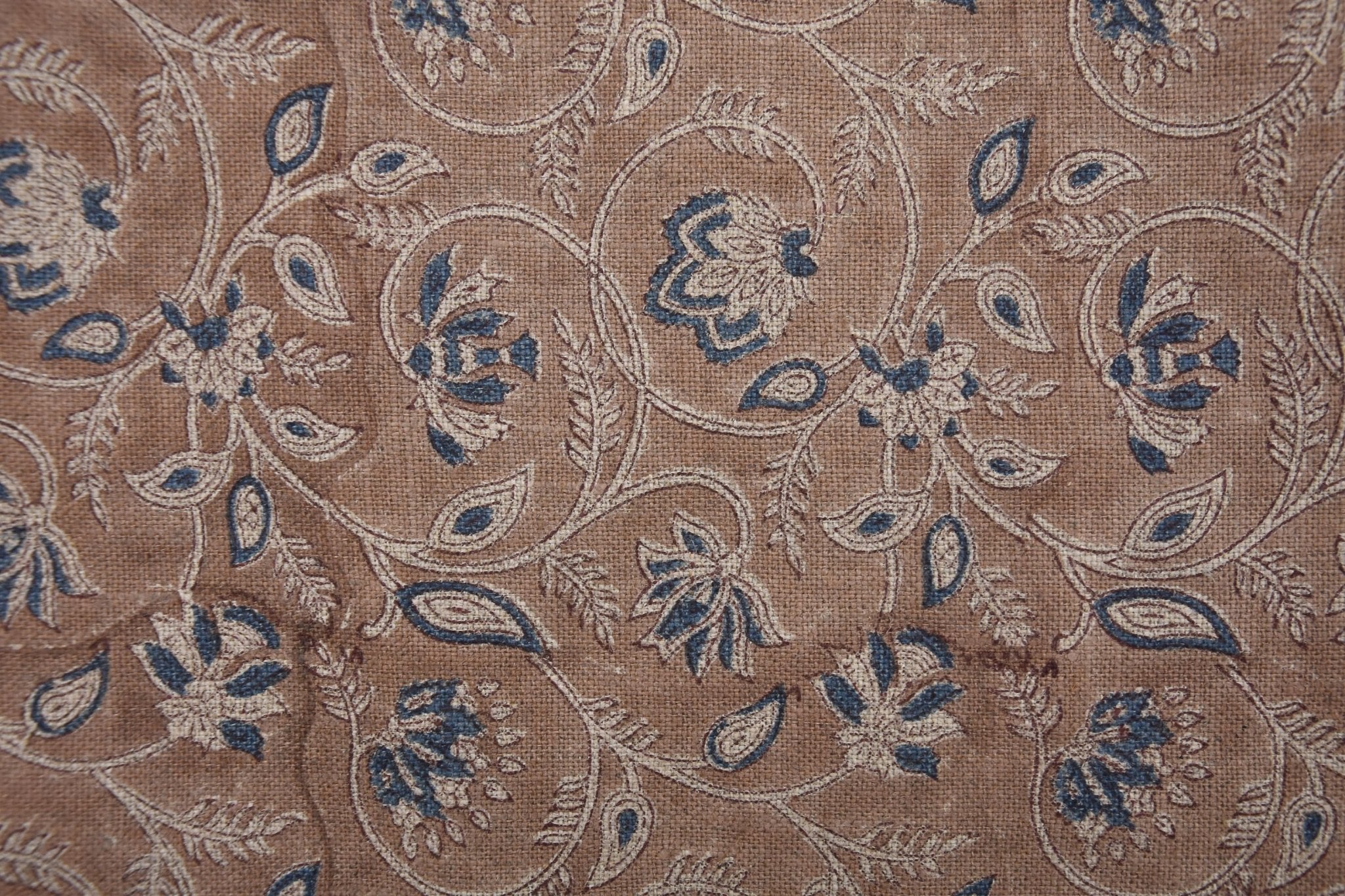 Block Print Thick Linen 58" Wide, Floral Print, Indian Fabric, Home Decor, Handcrafted Linen Fabric Table Cloth - SARASWATI