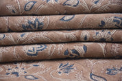 Block Print Thick Linen 58" Wide, Floral Print, Indian Fabric, Home Decor, Handcrafted Linen Fabric Table Cloth - SARASWATI