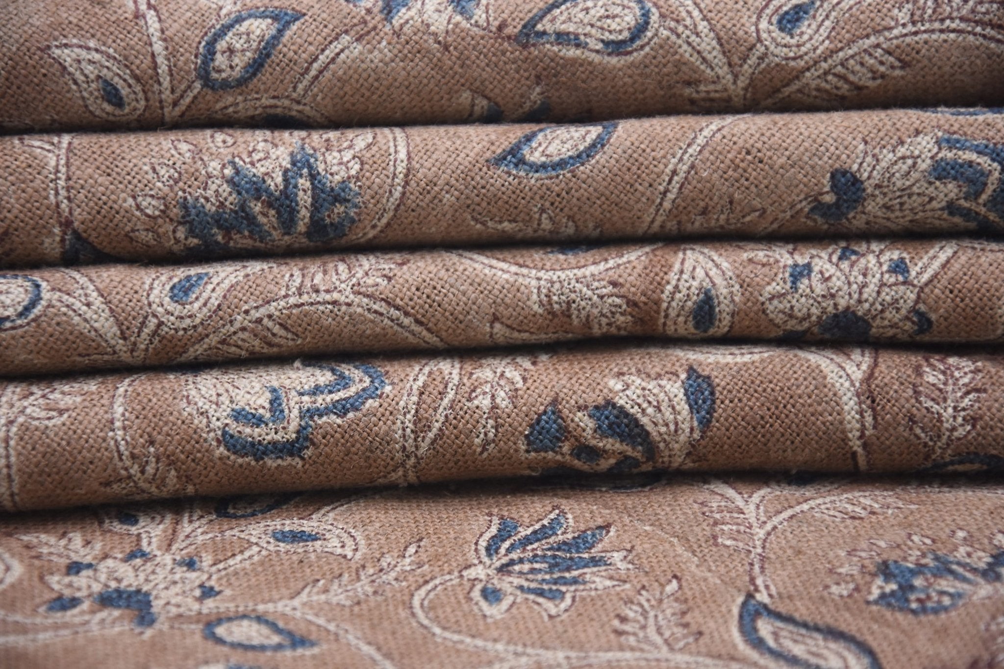 Block Print Thick Linen 58" Wide, Floral Print, Indian Fabric, Home Decor, Handcrafted Linen Fabric Table Cloth - SARASWATI