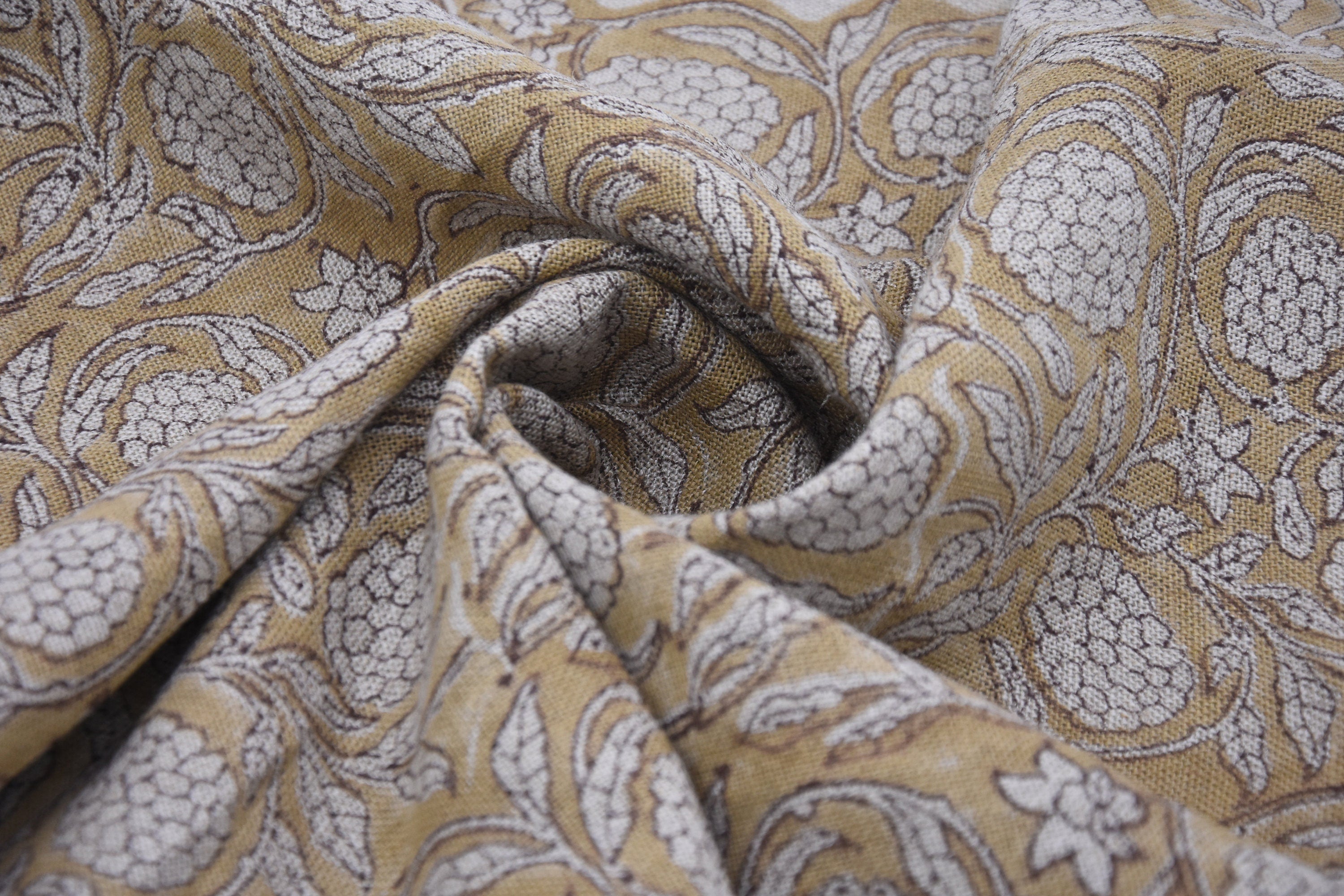 Block Printed Thick Linen 58" Wide, Indian Cushion Cover, Throw Pillow, Floral Print, Earthy, Table Printed Cover - Meraki