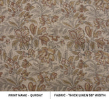 Indian Handmade Block Printed Brown and Green Leaves Thick Linen Fabric - QUDRAT