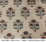 Hand Block Print Thick Cotton Fabric TRAFFIC LIGHT