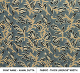 Handcrafted Mustard & Black Floral Boho Throw Fabric in Thick Linen For Living Room – Kamal Dutta
