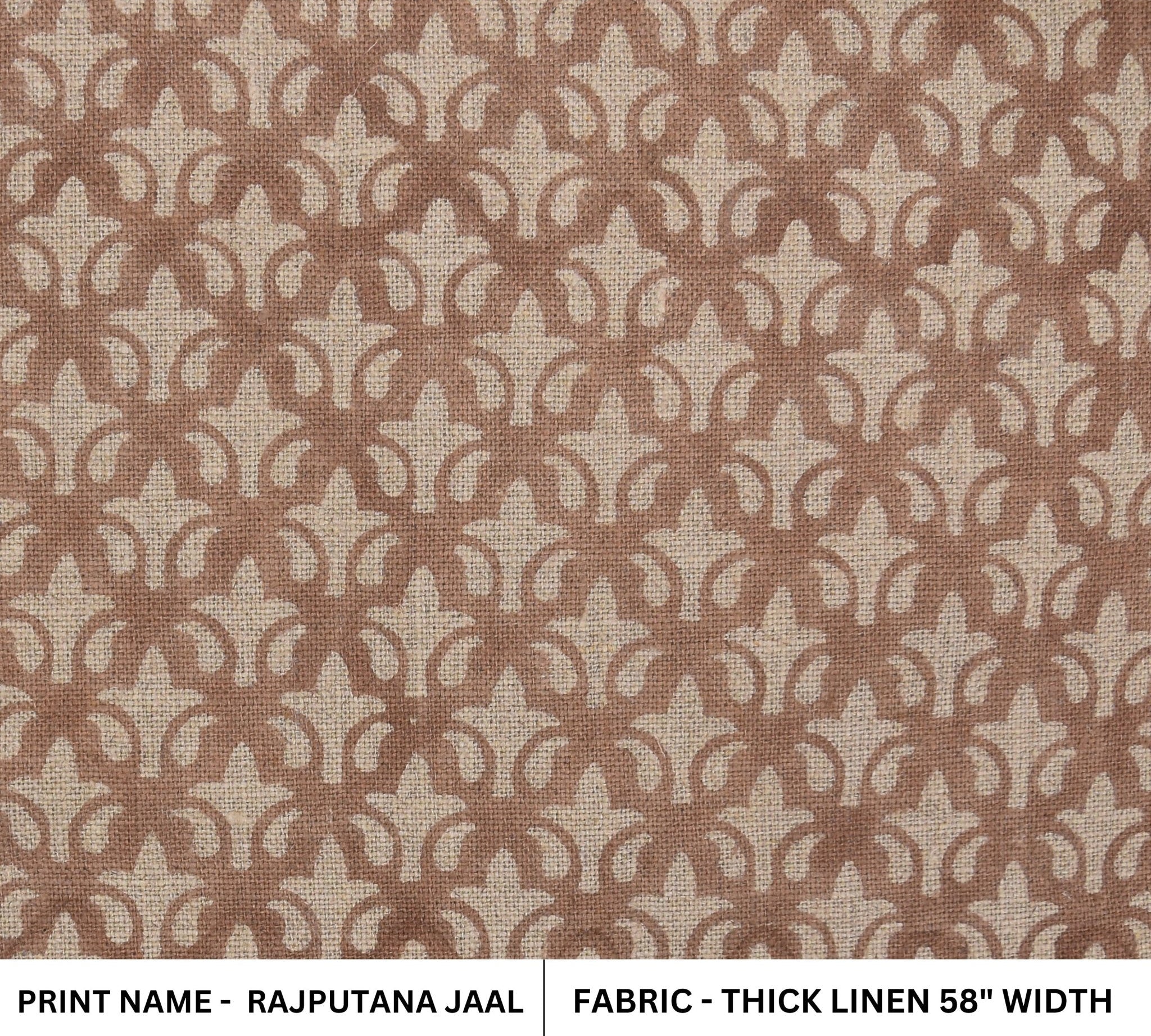 Block Print Thick Linen 58" Wide, Indian Fabric, Pillow Cover, Rust Floral Printed Fabric, Table Cloth - RAJPUTANA JAAL