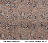 Handmade Throw Boho Blue and Brown Floral Block Printed Thick Linen Fabric – SARASWATI