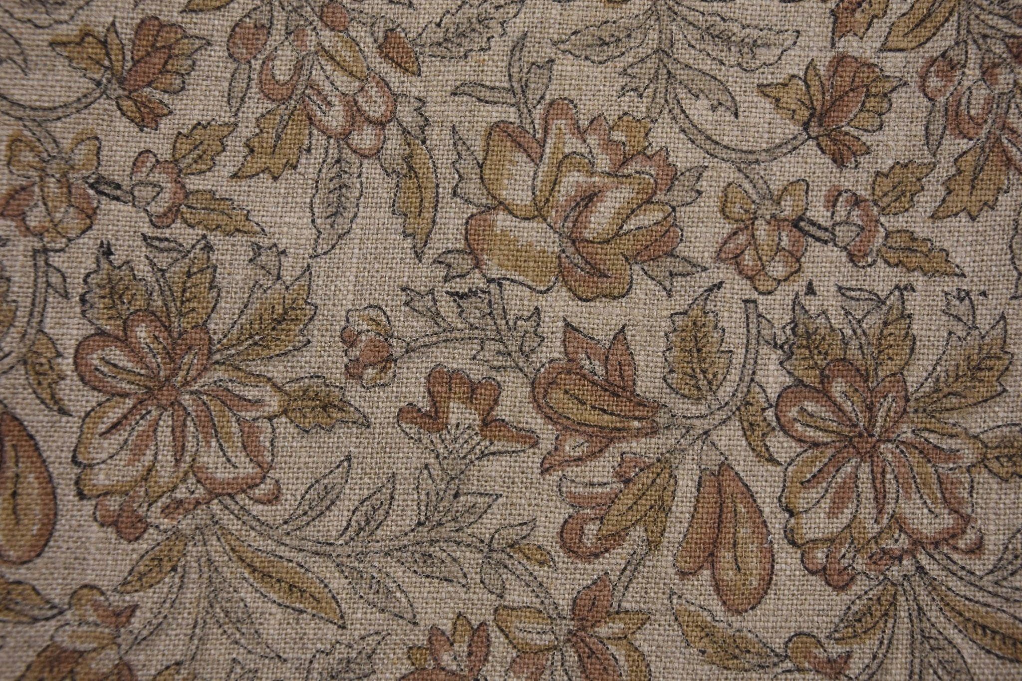 Hand block Thick Linen 58" Wide, Linen the Yard, Floral Fabric by The Yard, Upholstery Cushion Cover Fabric - QUDRAT