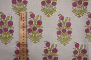 Pure Linen 58" Wide, Indian Handmade Block Print, Decorative Windowpane and Curtain, Pillow Cover and Table Cloth - HJARA