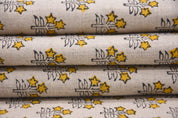 Hand Block Print, Pure Linen 58" Wide, Floral Printed, Sewing Fabric, Pillow Cushion Cover, Upholstery Linen - KESARIYA