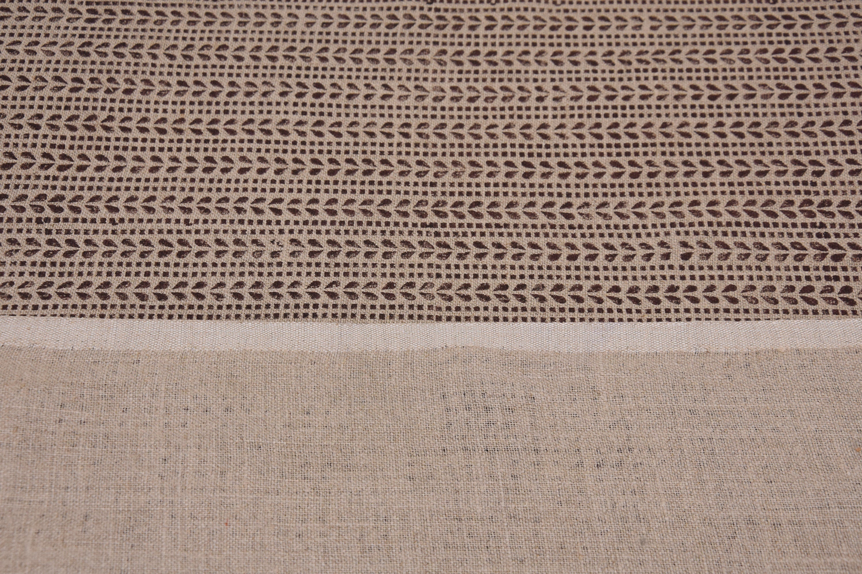 Indian Fabric Block Rust Leaf Print, Thick Linen 58" Wide, farmhouse decorative home decor throw pillow cover - RATANBEL