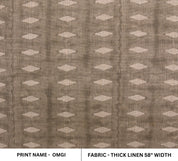 Thick Linen 58" Wide, Indian Fabric Block Print, Gray Geometrical Pattern, Neutral Home Decor, Decorative Pillow Cover - OMGI