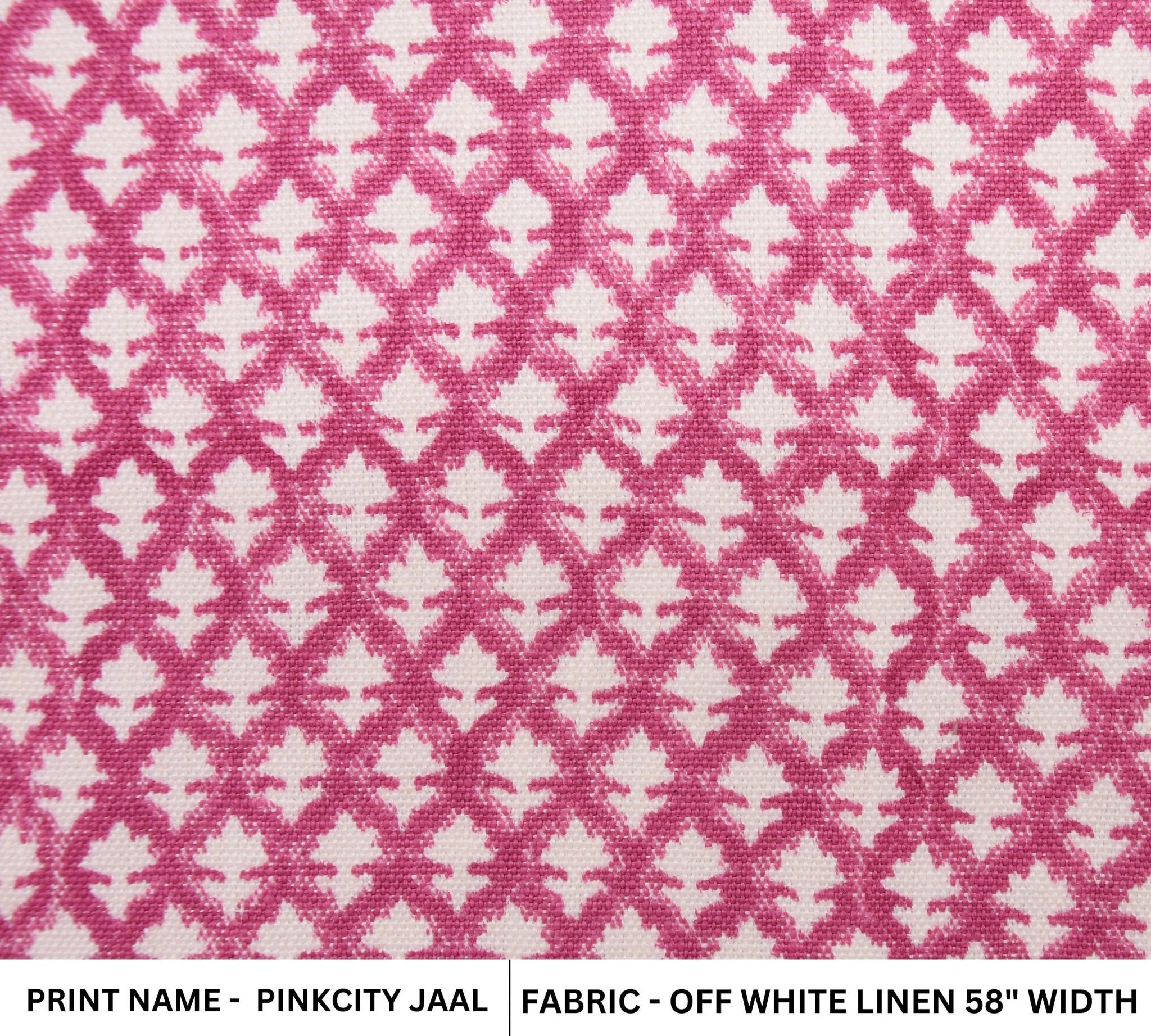 Off White Linen 58" Wide, Indian hand block floral print, fabric by the yard, hand made upholstery sofa cover - PINKCITY JAAL