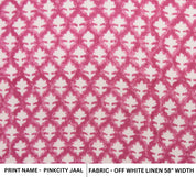 Off White Linen 58" Wide, Indian hand block floral print, fabric by the yard, hand made upholstery sofa cover - PINKCITY JAAL