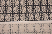 Thick linen 58" Wide, Black Floral Hand block Linen Pillow Cover, Indian Upholstery Fabric Cushion Cover, Table Cloth - BIJHNI