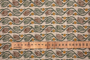 Thick Linen 58" Wide Indian hand block floral print, hand made upholstery sofa cover, multi-color Jaal printed fabric - KERSANGRI