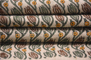 Thick Linen 58" Wide Indian hand block floral print, hand made upholstery sofa cover, multi-color Jaal printed fabric - KERSANGRI
