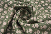 Thick Linen 58" Wide Indian hand block floral print, fabric by the yard, hand made upholstery sofa cover - PANKHUDI