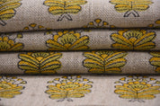Thick Linen 58" Wide Indian hand block Floral print, fabric by the yard, Hand made upholstery sofa cover - CHUI MUI